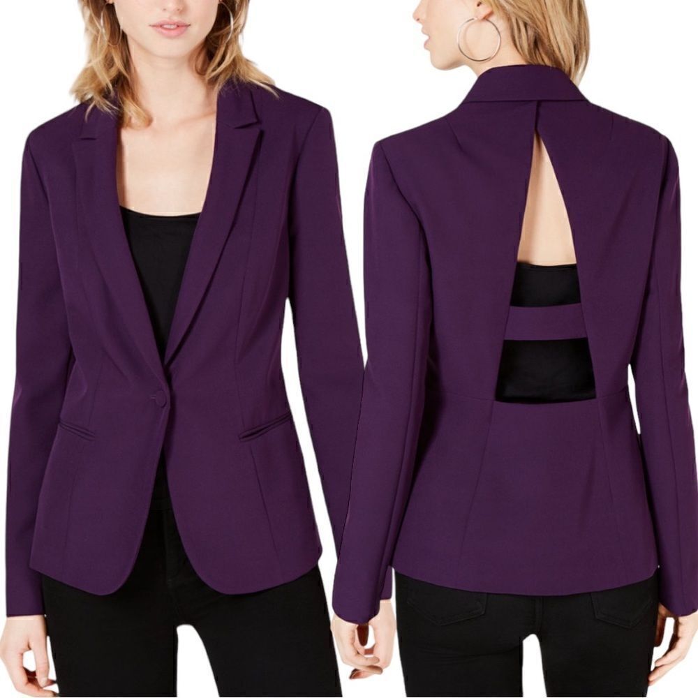 Bar Iii Women’s Open Back Blazer In The Size Medium In Purple Dynasty
